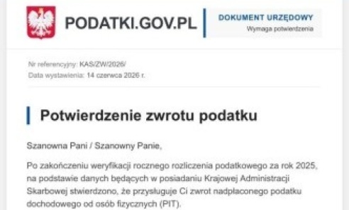 Uwaga na fałszywe wiadomości o zwrocie podatku Uwaga na fałszywe wiadomości o zwrocie podatku - Serwis informacyjny z Wodzisławia Śląskiego - naszwodzislaw.com